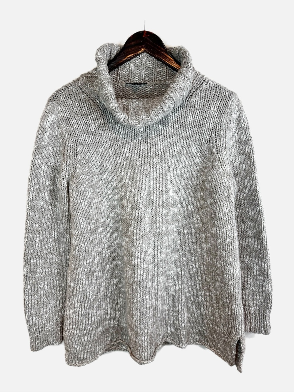 Eileen Fisher | Gray Marled 100% Cotton Turtleneck Sweater, S